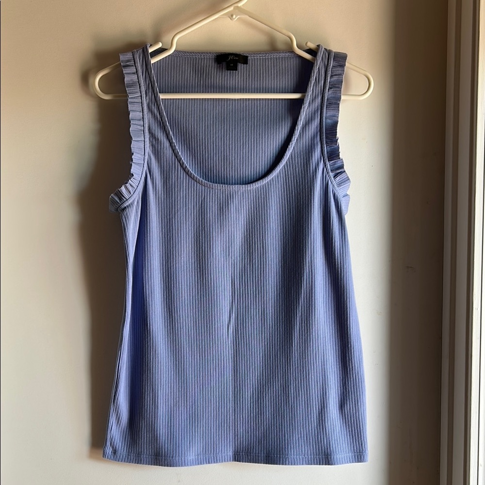 J Crew Light Blue Ruffled Sleeveless Top